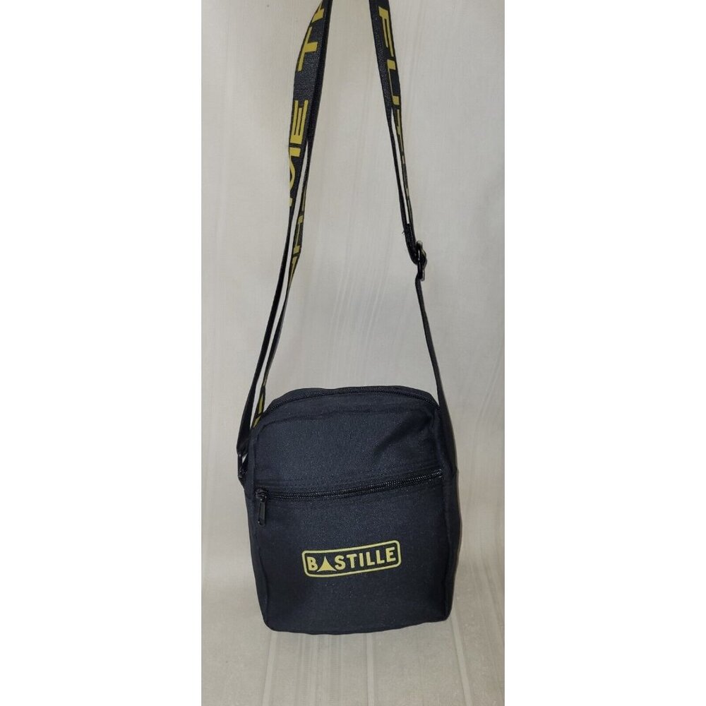 BASTILLE Black Zippered Crossbody Bag Adjustable Strap NEW